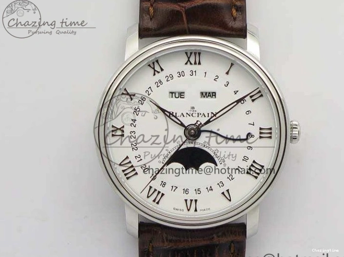 0519 Villeret 6651 SS ZF 1:1 Best Edition White Dial On Black Leather Strap A Practical 8098